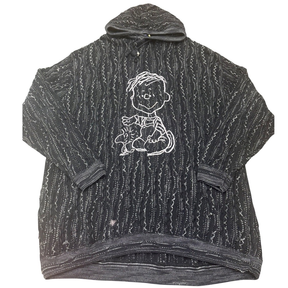VTG 90's Charlie Brown Linus Knit Hoodie Mens 3X Peanuts Pullover USA Made
